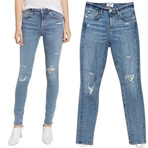 Agolde Sophie High Waist Distressed Skinny Jeans In Beyond Blue Denim Size 26